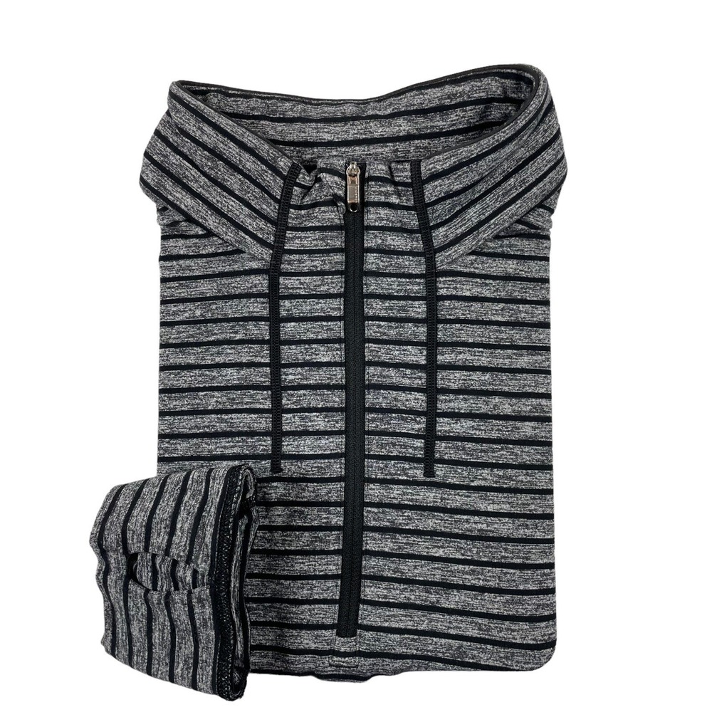 Lululemon Gray Black Striped Performance L/S Mens 1/2 Zip Pullover Size Large